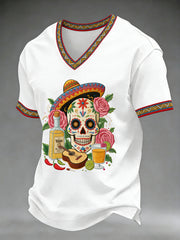Men's Cinco De Mayo Print Short-Sleeve V-neck T-shirt