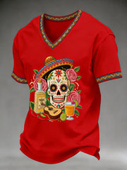 Men's Cinco De Mayo Print Short-Sleeve V-neck T-shirt
