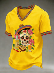 Men's Cinco De Mayo Print Short-Sleeve V-neck T-shirt