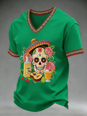 Men's Cinco De Mayo Print Short-Sleeve V-neck T-shirt