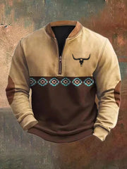 Men's Vintage Western Printed Casual Sweatshirt