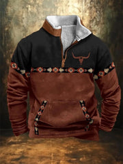 Men's Vintage Western Printed Casual Sweatshirt