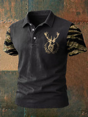 Men's Retro Western Deer Head Leopard Print Casual Top