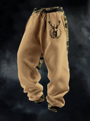 Men's Retro Western Deer Head Leopard Print Casual Pants