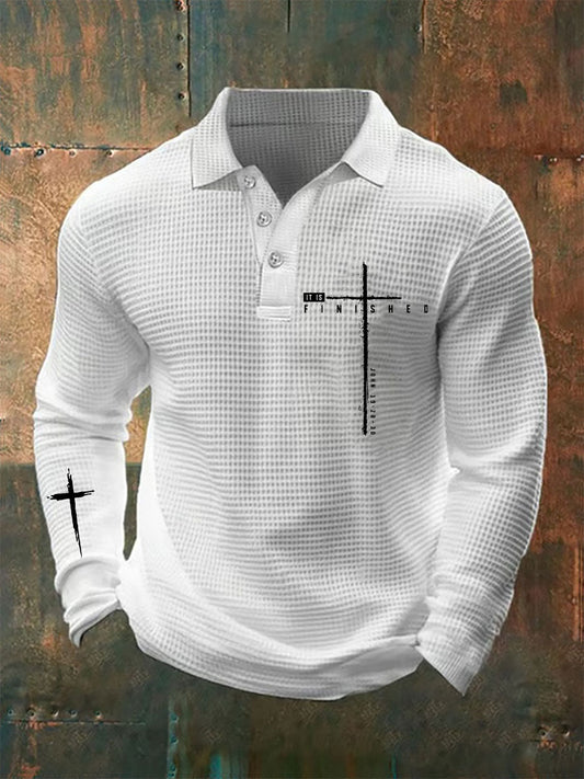 Men's It Is Finished Waffle Print Casual Top
