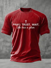 Men's Pray Wait Trust Printed Casual T-shirt