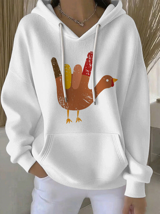 Women's Thanksgiving Print Casual Hoodie