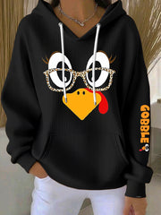 Women's Retro Thanksgiving GOBBLE Print Hoodie