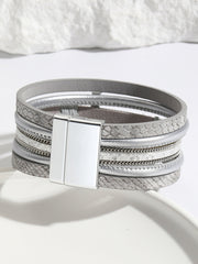 Womens Cross Braided Multi-layer Leather Magnetic Bracelet
