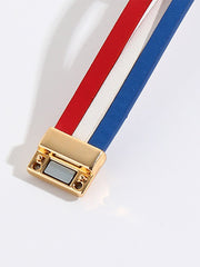 Women's Red White and Blue Leather Bracelet