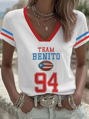 Women's Bunny Football Music Lover Printed T-shirt