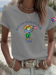 Women's Benito Bunny Super Bowl 2026 and Frog Puerto Rican Flag Shirt