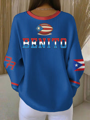 Women's Bunny Football Music Lover Printed Sweatshirt