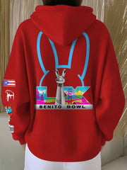 Women's Bunny Football Music Lover Printed Hoodie