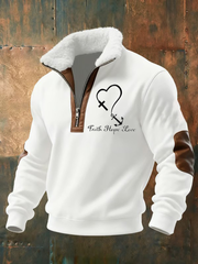 Men's Vintage Faith Print Casual Sweatshirt