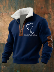 Men's Vintage Faith Print Casual Sweatshirt