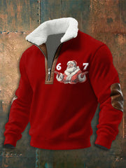 Men's Funny 67 Six Seven Meme Christmas Print baggy zip-up hoodie