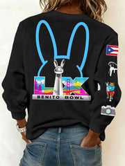 Women's Bunny Football Music Lover Printed Sweatshirt