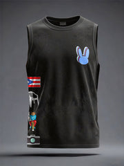 Unisex Bunny Football Music Lover Printed Tank Tops