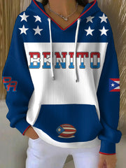 Women's Bunny Football Music Lover Printed Hoodie