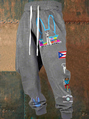 Men's Bunny Football Music Lover Printed Pants