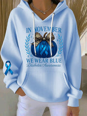 Women's Diabetes Awareness Print Casual Hoodie