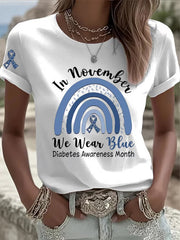 Women's Diabetes Awareness Printed T-shirt