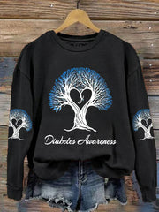 Women's Diabetes Awareness Print Crew Neck Sweatshirt