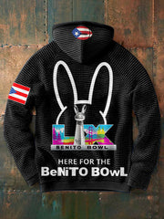 Men's Funny Bunny Football Music Lover Printed Hoodie
