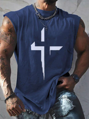 Men's Casual Cross Print Tank Top