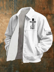 Men's Blessed Believed Cross Printed Jacket