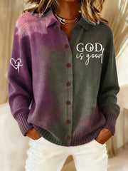 Women's God Is Good Cross Retro Casual Cardigan