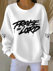 Women's As Long As I'm Breathing I've Got A Reason To Praise Ribbed Round-Neck Sweatshirt