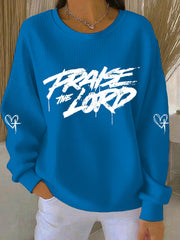 Women's As Long As I'm Breathing I've Got A Reason To Praise Ribbed Round-Neck Sweatshirt