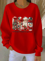 Women's Merry Christmas Art Ribbed Round-Neck Sweatshirt