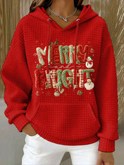 Women's Christmas Faux Yarn Printed Hoodie