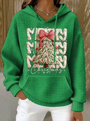 Women's Christmas Faux Yarn Printed Hoodie