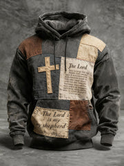 Men's Retro Faith Cross Print Hoodie
