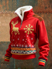 Women's Retro Christmas Printed Sweatshirt