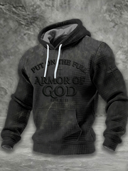 Men's Put On The Full Armor Of God Checkered Cotton Hoodie