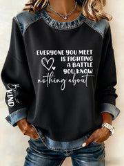 Women's Be Kind Denim Patchwork Top