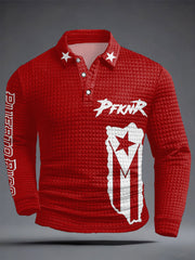 Men's Puerto Rico Art Printed Casual Tops