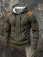 Men's Retro 3D Texture Casual Long-sleeved Hoodie with Pockets