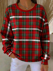 Women's Casual Checkered Printed Sweatshirt