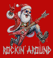 Men's Christmas Rock Santa Claus Print Fur Collar Zip-Up Jacket