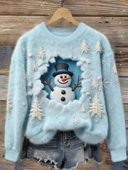 Women's Christmas Snowman Print Casual Top