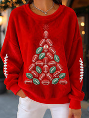 Women's Christmas Tree Rugby Flannel Sweatshirts
