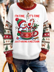 Women's Christmas Funny Snowman Winter Printed Tops