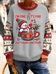 Women's Christmas Funny Snowman Winter Printed Tops