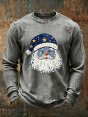 Men's Santa Claus Waffle Print Casual T-Shirt